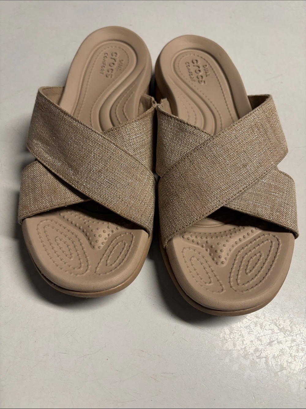 CROCS Women’s Tan Crisscross Slip-On Sandals